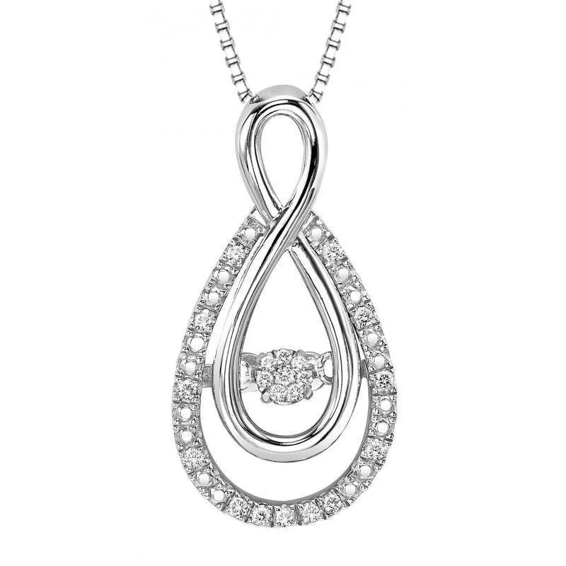 Fine art necklaces-Rhythm of Love Infinity Diamond Necklace 1/1 Cttw Silver