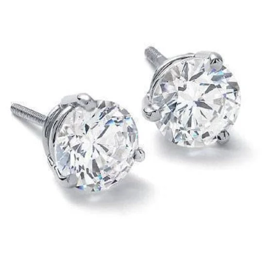 Bear wing earrings-1.00 Ct. Round Cut Diamond Stud Earrings Martini Style H Color VS1 Clarity