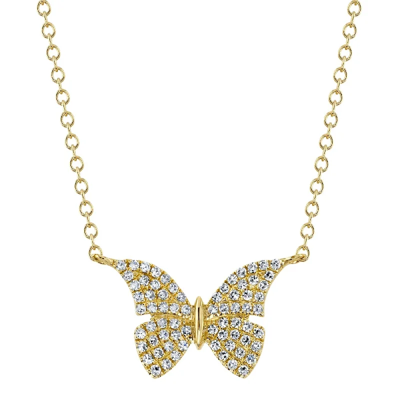 Worn coin necklaces-0.15CT DIAMOND BUTTERFLY NECKLACE