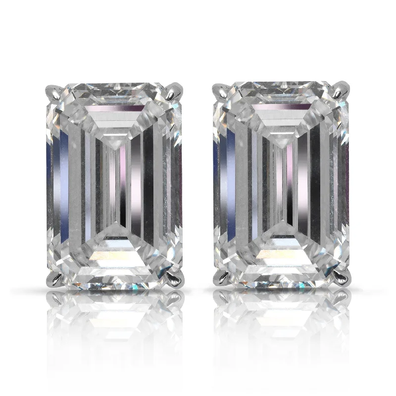 Topaz earrings-HEPBURN 23 CARAT EMERALD CUT DIAMOND STUD EARRINGS 18K WHITE GOLD GIA CERTIFIED F COLOR VVS1 CLARITY BY MIKE NEKTA