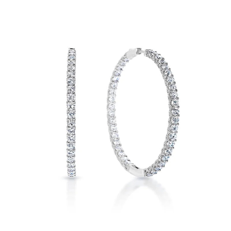 Pure drop earrings-Anya 15 Carat Round Cut Diamond Hoops Earrings in 14k White Gold