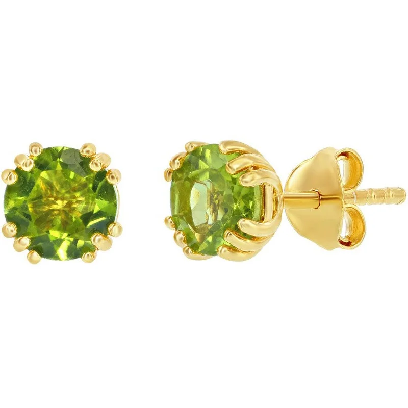 Wide hoop earrings-Classic Women's Earrings - Gold Plated August Birthstone Round Shape 6mm Stud | D-8281