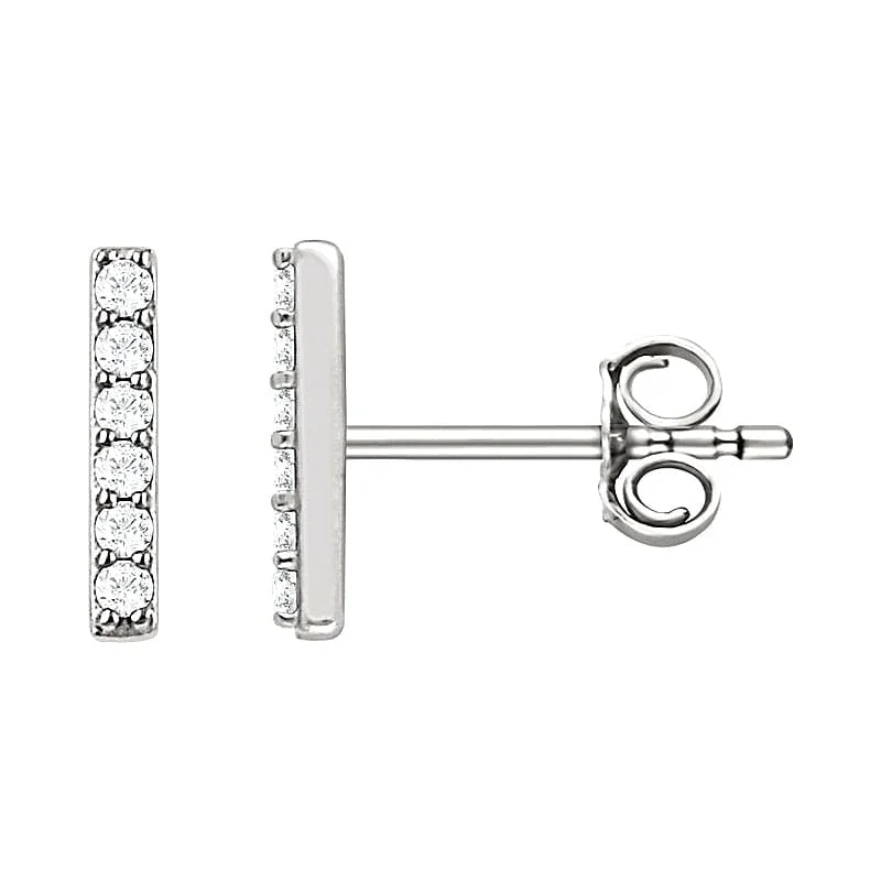 Gatsby drop earrings-Dainty Diamond Bar Earrings