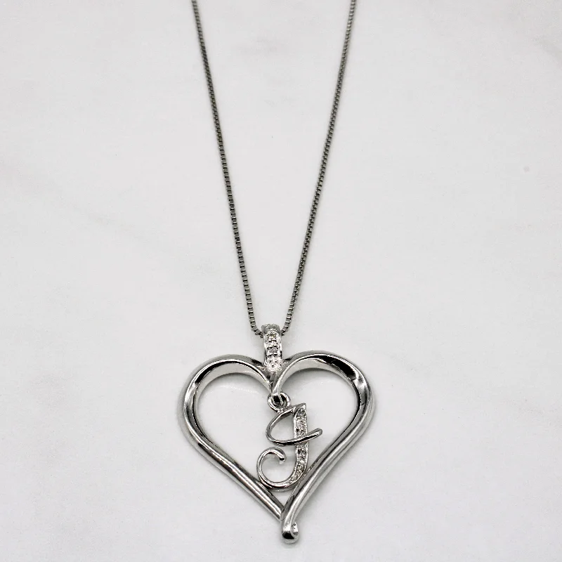 Thick bar necklaces-Diamond 'J' Heart Pendant Necklace | 0.03ctw | 18" |