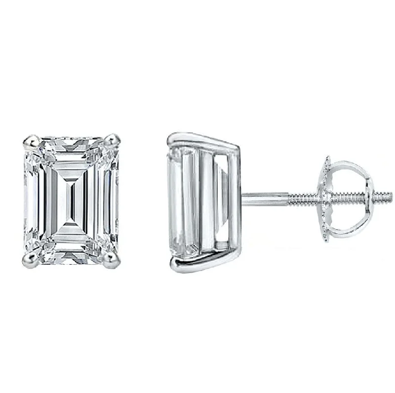 Cool clay earrings-3.00 Ct. Emerald Cut Diamond Stud Earrings H Color VS2 Clarity GIA Certified