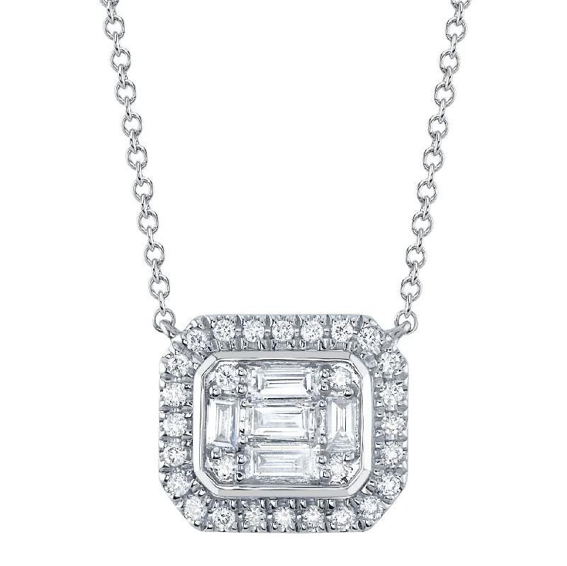 Raw braid necklaces-0.41CT DIAMOND BAGUETTE NECKLACE