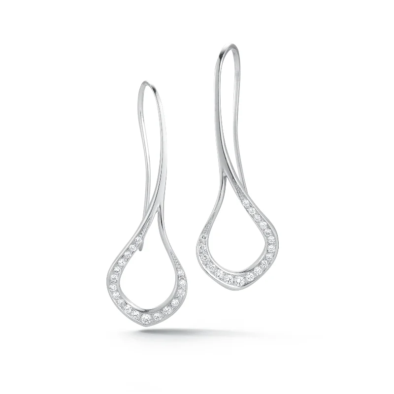 Bloom pattern earrings-Contour Small Diamond and White Gold Silhouette Earrings