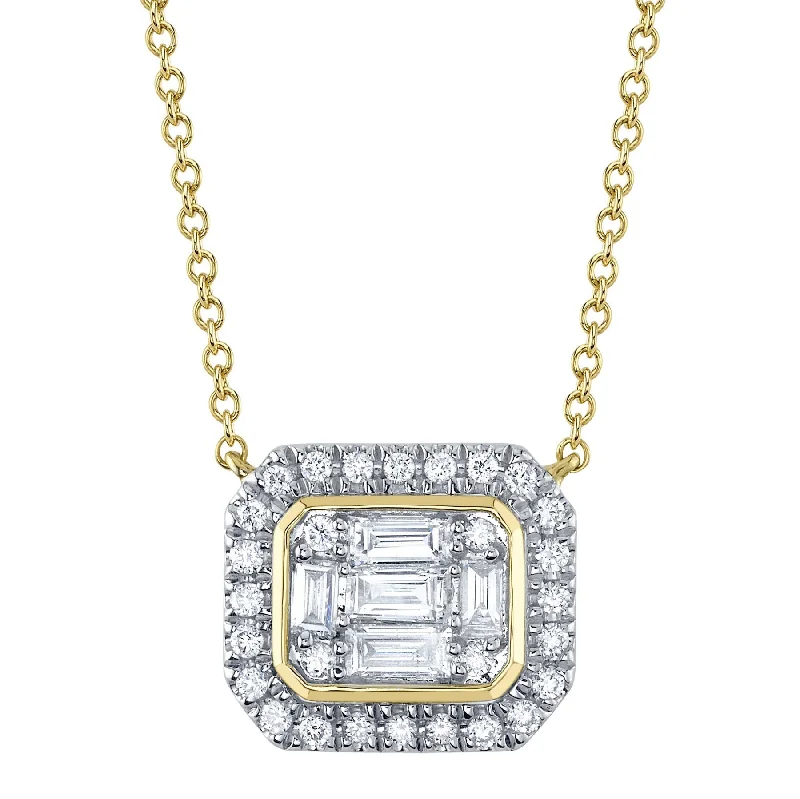 Simple cross necklaces-0.41CT DIAMOND BAGUETTE NECKLACE