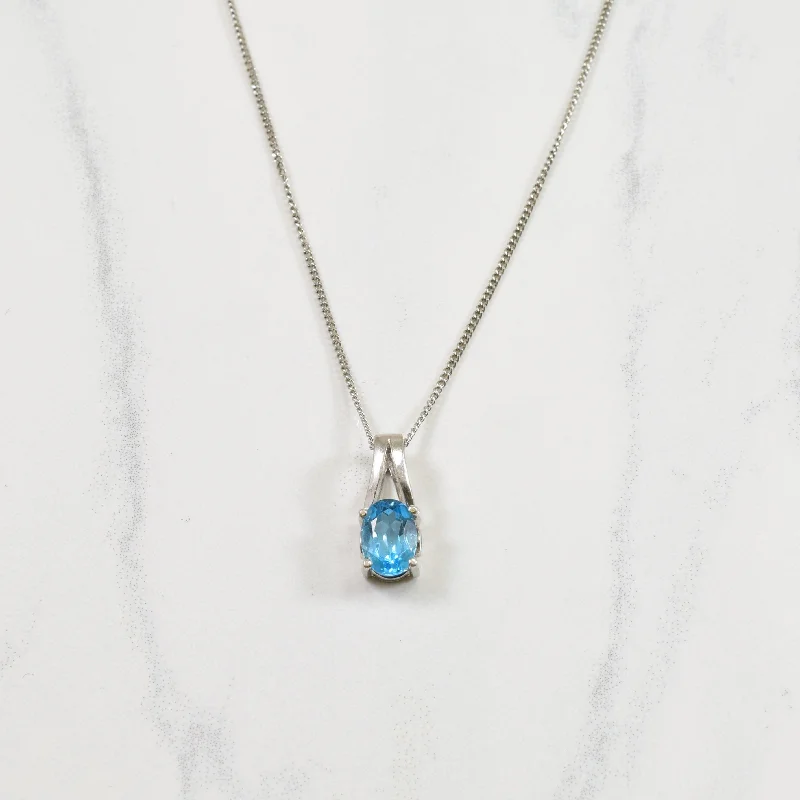 Orbit charm necklaces-Oval Blue Topaz Solitaire Necklace | 0.90ct | 18" |