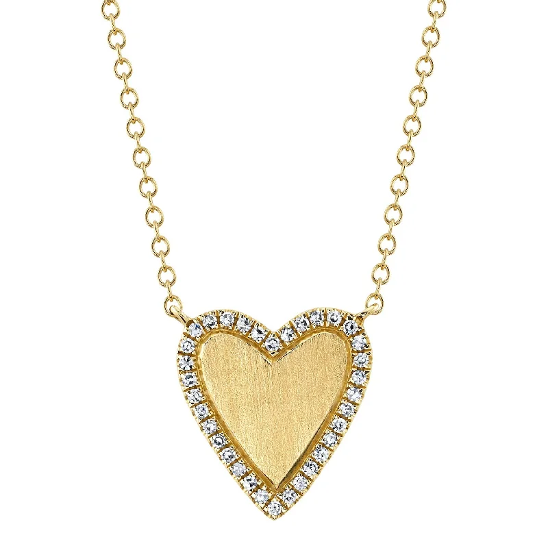 Flat gem necklaces-0.09CT DIAMOND HEART NECKLACE