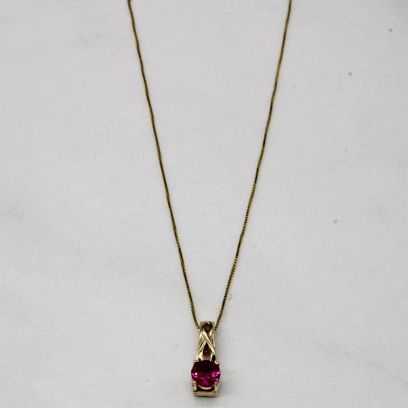 Hovering gem necklaces-Synthetic Ruby Necklace | 0.25ct | 17" |