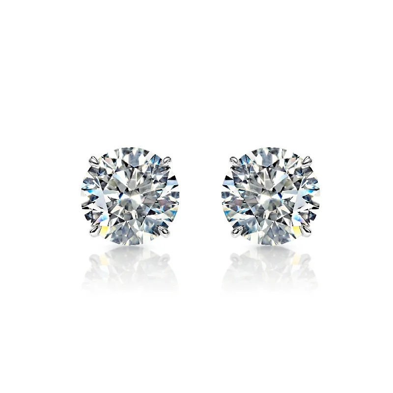 Thin stud earrings-Bristol 24 Carats VS2 - SI1 Round Brilliant Diamond Stud Earrings in 14k White Gold