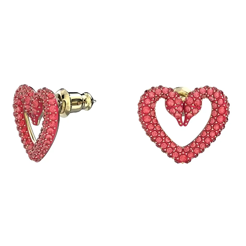 Birch wood earrings-Swarovski Women's Earrings - Sablima Red Heart Shape Gold Tone Plated | 5634812