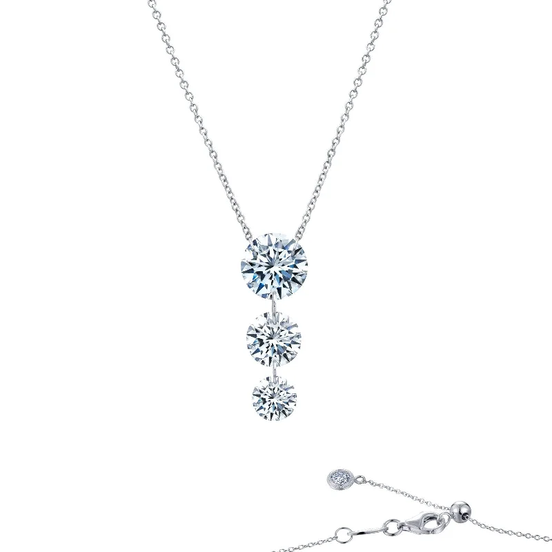 Flat gem necklaces-Lafonn Lassaire In Motion Round Diamond Necklace N0068CLP18