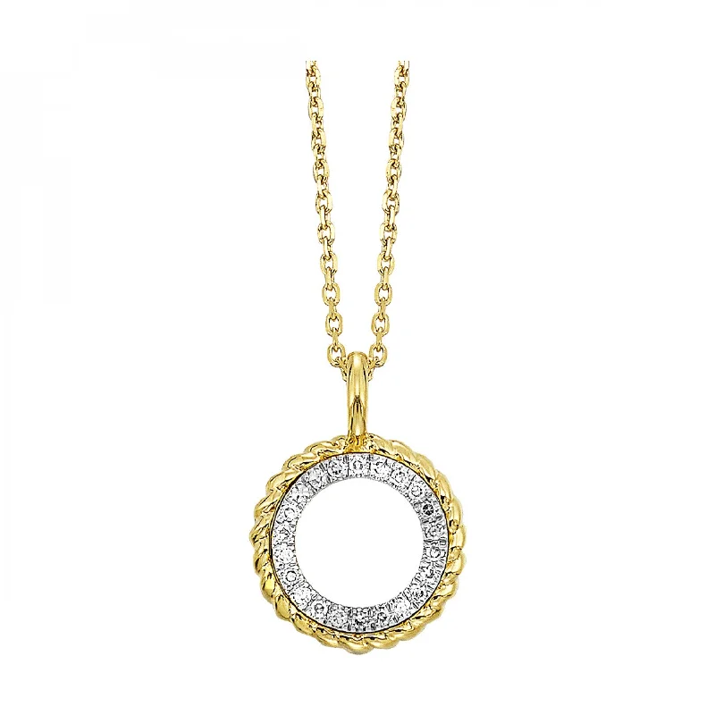 Flat knot necklaces-14K Yellow Gold 1/20cttw Diamond Circle Pendant