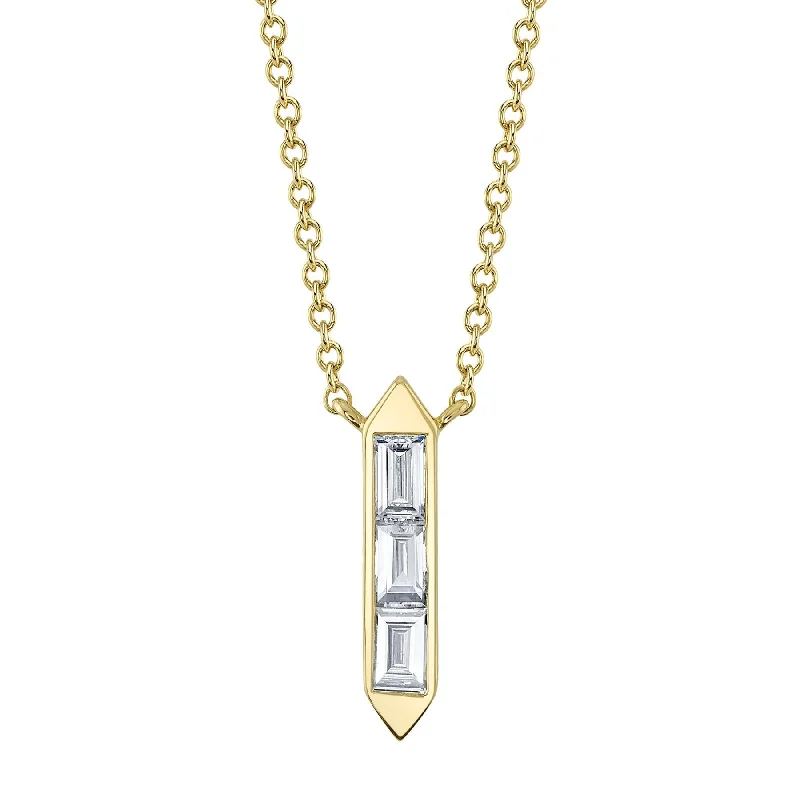 Topaz necklaces-0.18CT DIAMOND BAGUETTE NECKLACE