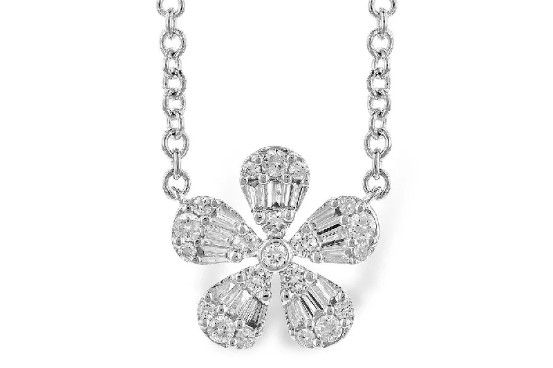 Dual birthstone necklaces-14K White Gold .26cttw Diamond Flower Pendant