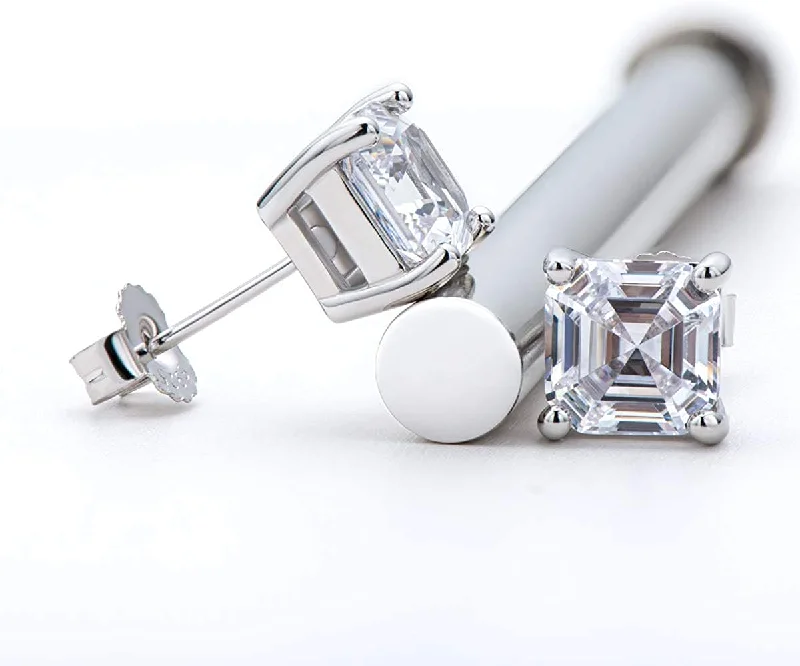 Bloom hoop earrings-1.20 Ct. Asscher Cut Diamond Stud Earrings