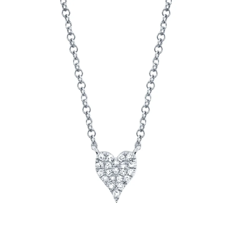 Pure stone necklaces-AMOR 0.05CT DIAMOND PAVE HEART PENDANT NECKLACE - MINI SC55006732