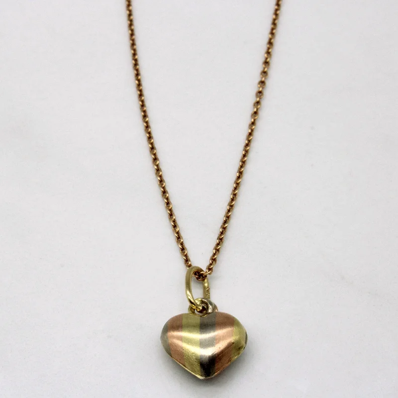 Retro photo necklaces-14k Tri Tone Gold Heart Pendant & Necklace | 18" |