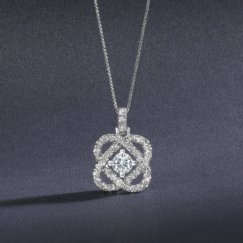 Haze glass necklaces-Love's Crossing Diamond Necklace .50 Cttw 14K White Gold