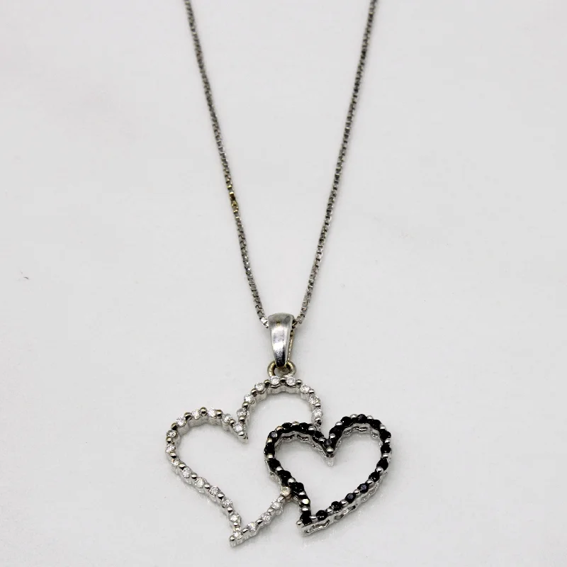 Curled knot necklaces-Black & White Diamond Heart Pendant & Necklace | 0.14ctw | 18" |