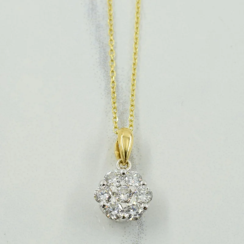 Stacked strand necklaces-Adjustable Diamond Cluster Necklace | 0.42ctw | 16"-17.5" |