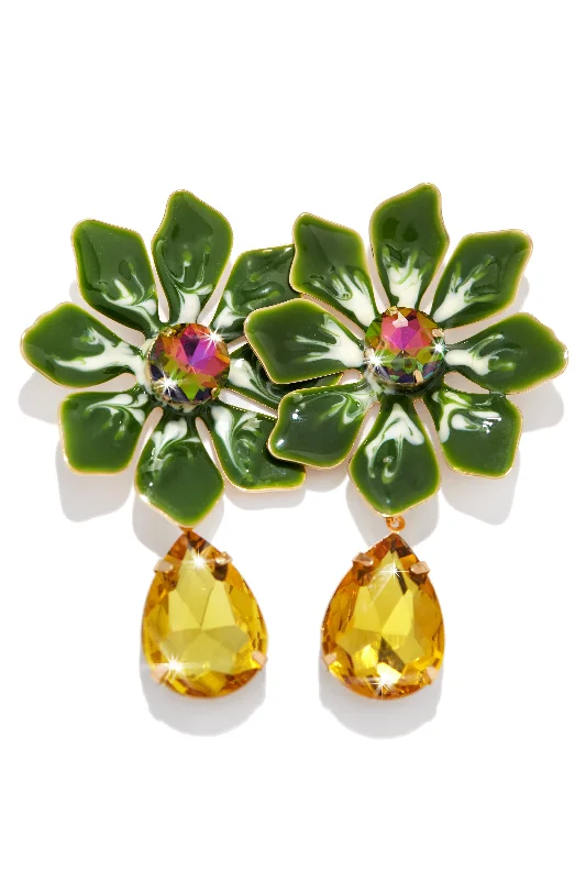 Gatsby drop earrings-Imara Colorful Flower Earring - Green