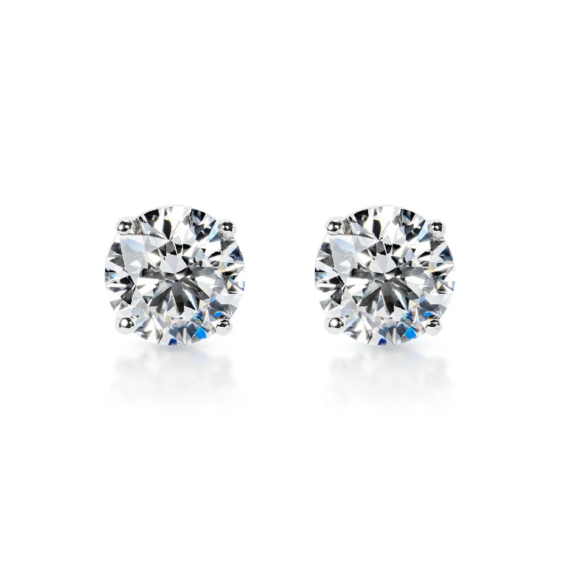 Wide ring earrings-Louella 4 Carat F VS1 Round Brilliant Lab-Grown Diamond Stud Earrings in 14k White Gold