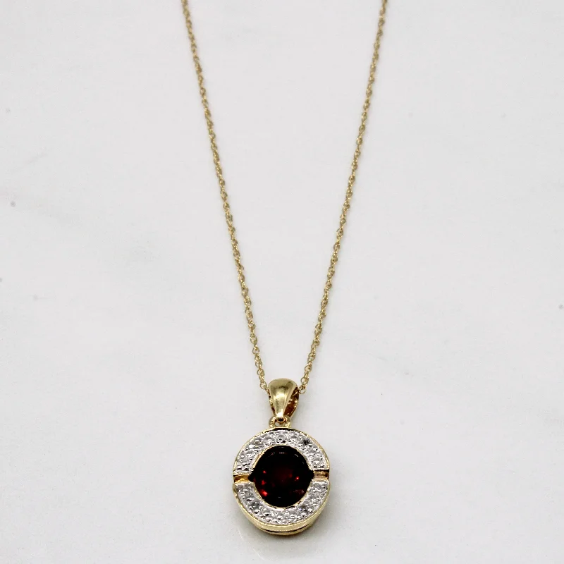 Dual birthstone necklaces-Garnet & Diamond Pendant & Necklace | 1.50ct, 0.04ctw | 19" |