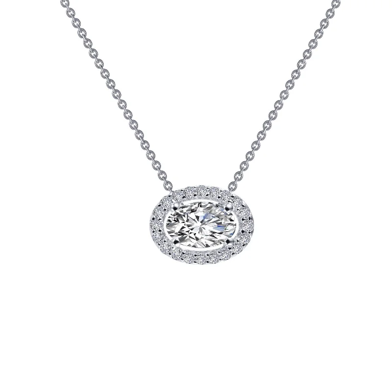 Shiny gold necklaces-Lafonn Classic Oval Diamond Necklace N0103CLP18