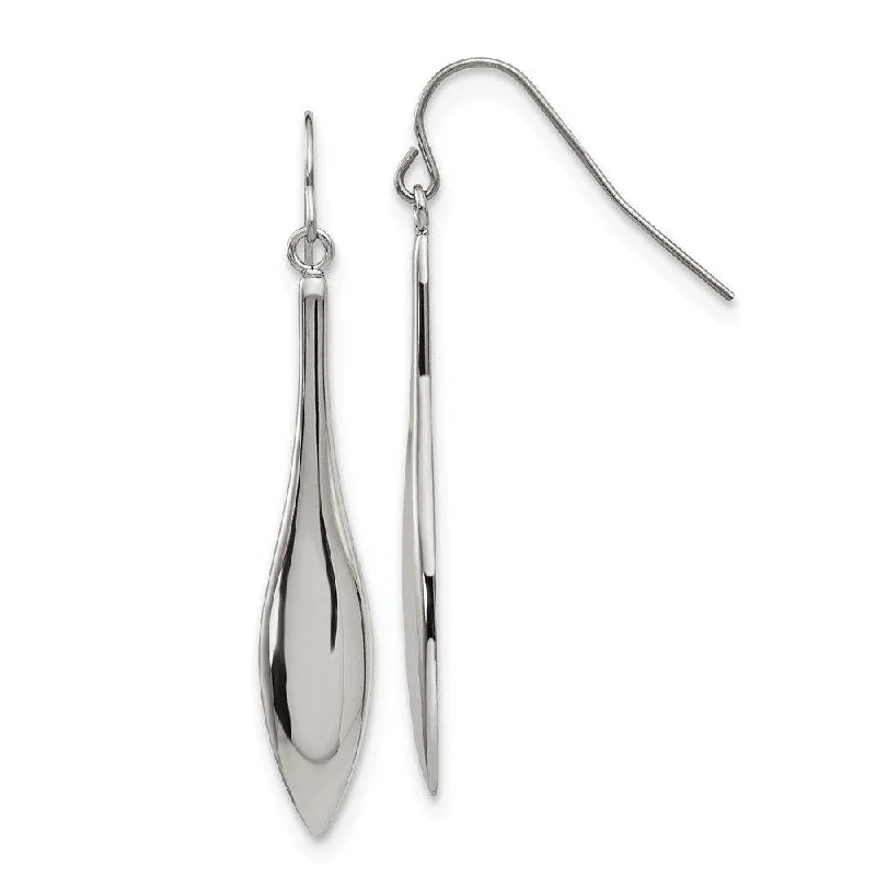 Tiered dangle earrings-Stainless Steel Polished Dangle Shepherds Hook Earrings