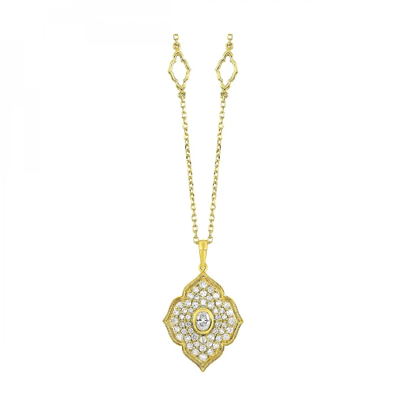 Thin enamel necklaces-14K Yellow Gold 1/2cttw Diamond Pendant