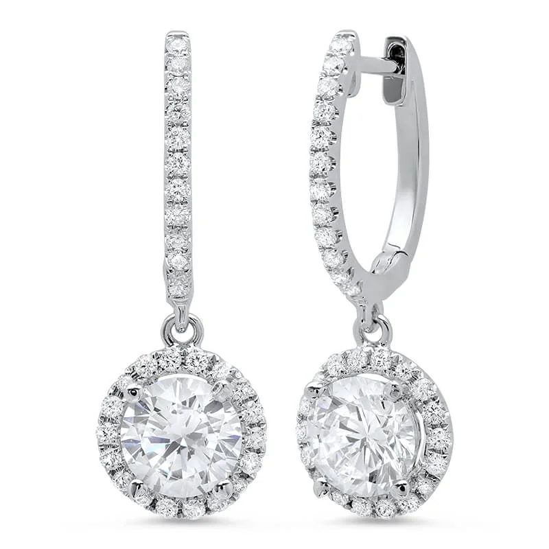 Sky charm earrings-1.36 ct. Lever Back Halo Round Cut Diamond Earrings