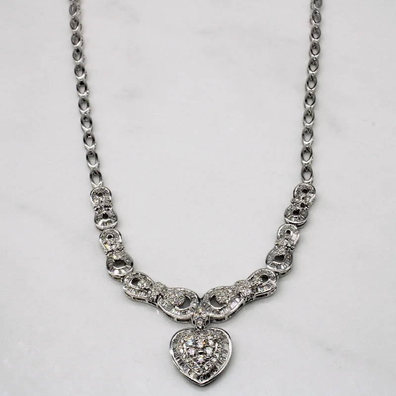 Flat knot necklaces-Diamond Heart Pendant Necklace | 2.75ctw | 17" |