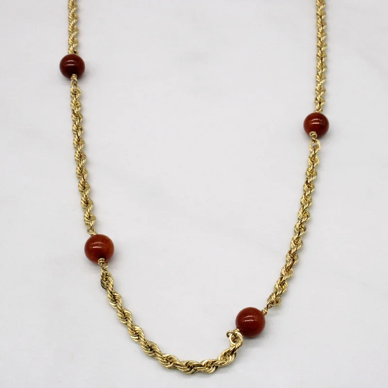 Grand diamond necklaces-Agate Bead Necklace | 25.00ctw | 24" |