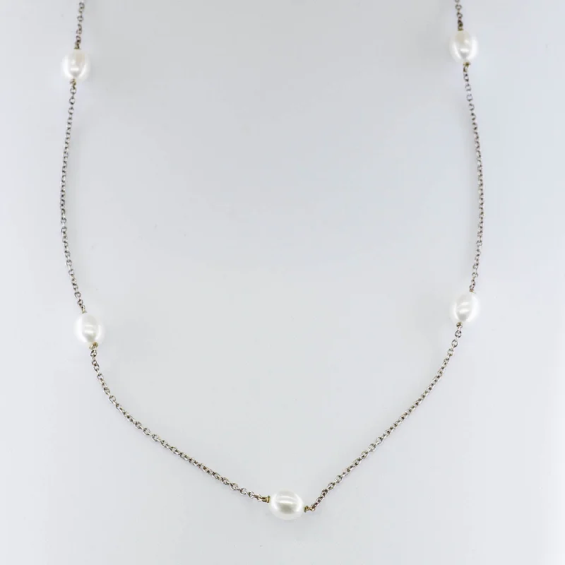 Thick bib necklaces-'Tiffany & Co.' Elsa Peretti Fresh Water Pearls Necklace | 16"|