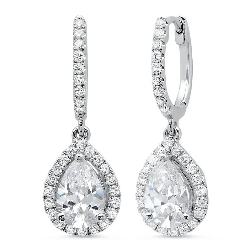 Crystal braid earrings-1.34 ct. Pear Dangling Lever Back Diamond Earrings