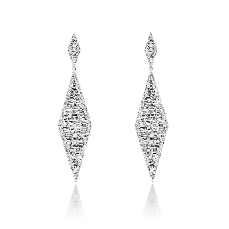 Cord fringe earrings-Zariyah 7 Carat Combine Mix Shape Diamond Dangle Earrings in 14k White Gold