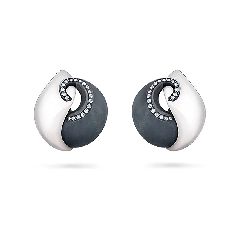 Pure stud earrings-Rumba Diamond and White Gold Earrings