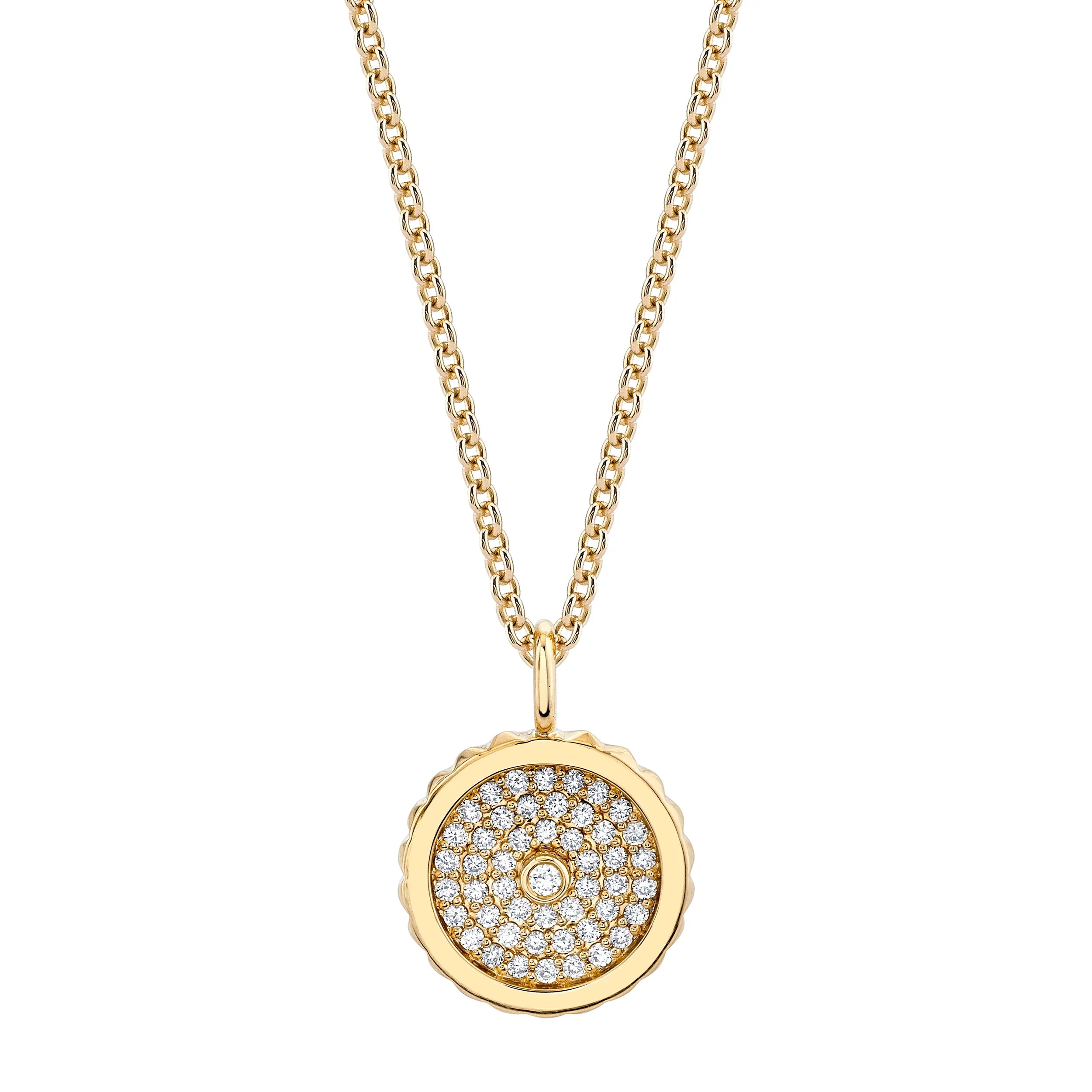 Fine art necklaces-Tetra Pavé Bezel Medallion P397