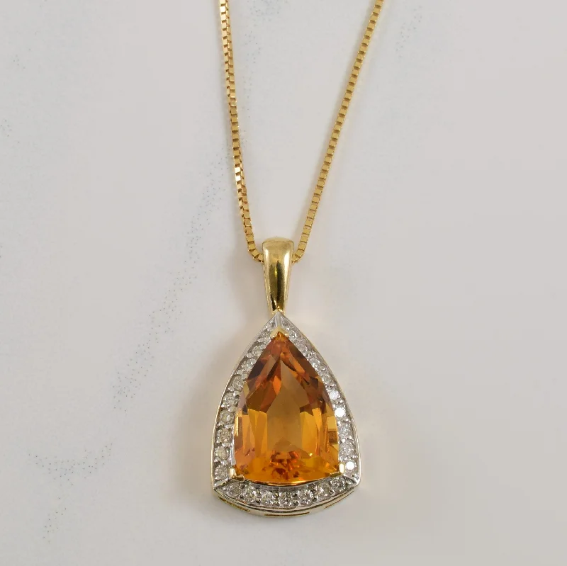 Thin silk necklaces-Citrine & Diamond Necklace | 4.00ct, 0.25ctw | 14.5" |