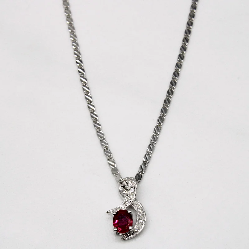 Bloom design necklaces-Ruby & Diamond Pendant & Necklace | 0.32ct, 0.07ctw | 16" |