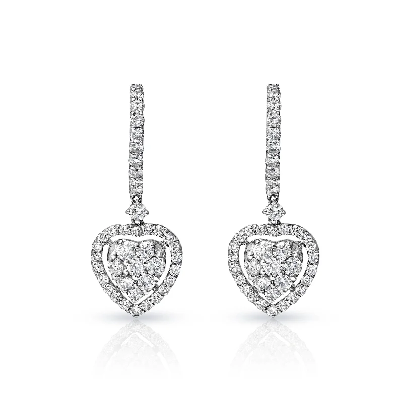 Thin texture earrings-Brea 1 Carat Round Brilliant Cut Diamond Drop Earrings in 18k White Gold