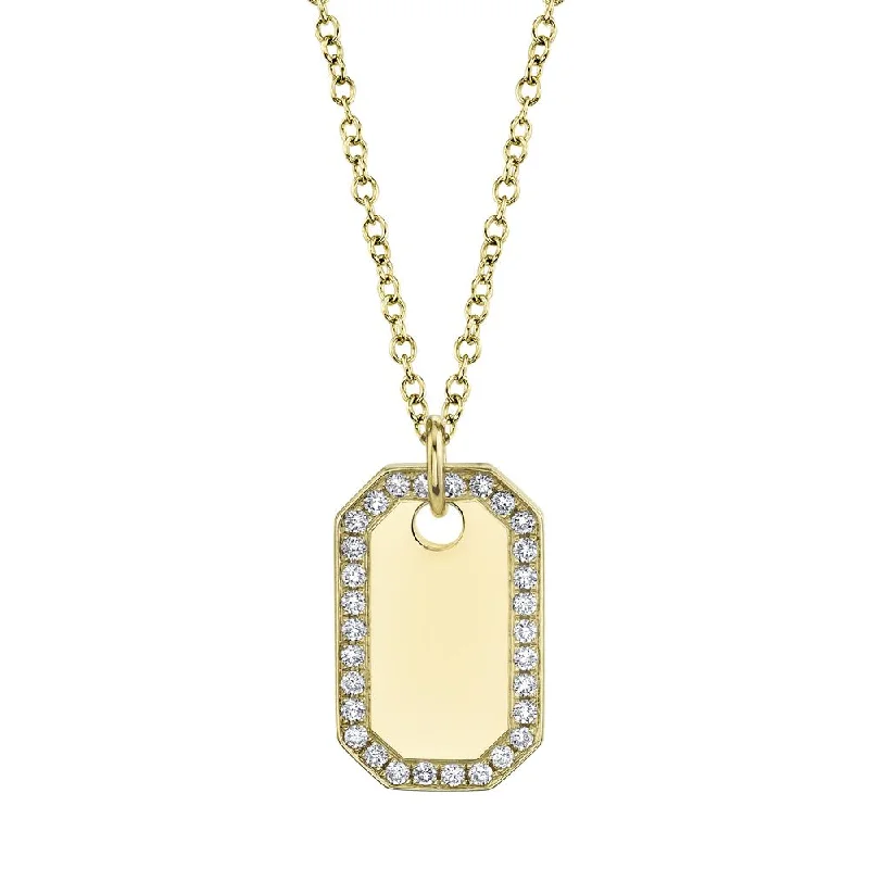 Sleek drop necklaces-0.40CT DIAMOND DOG TAG NECKLACE