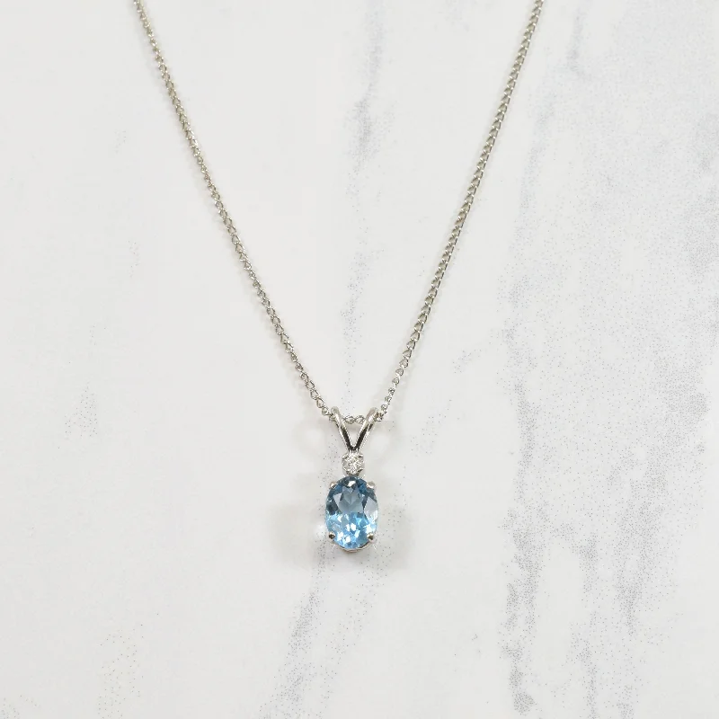 Bloom design necklaces-Blue Topaz & Diamond Necklace | 0.75ct, 0.03ct | 16" |