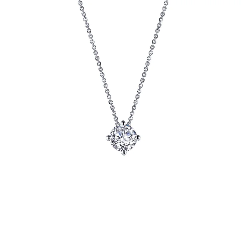 Flat pendant necklaces-Lafonn Classic Round Diamond Necklace N0173CLP20