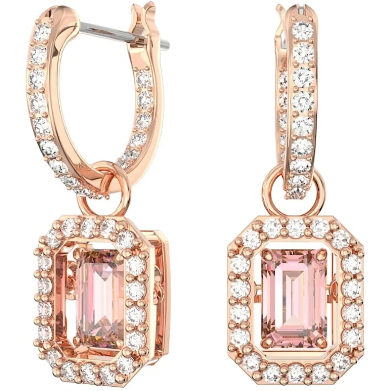 Cool clay earrings-Swarovski Women's Earrings - Millenia Octagon Cut Pink Stone Rose Gold | 5649474