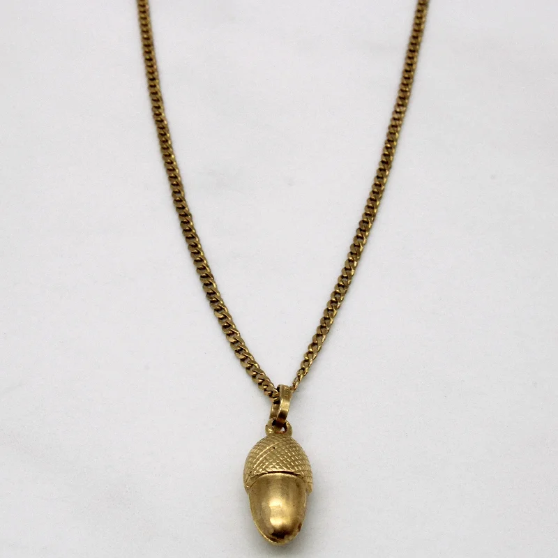 Thin bead necklaces-18k Yellow Gold Acorn Pendant Necklace | 15" |