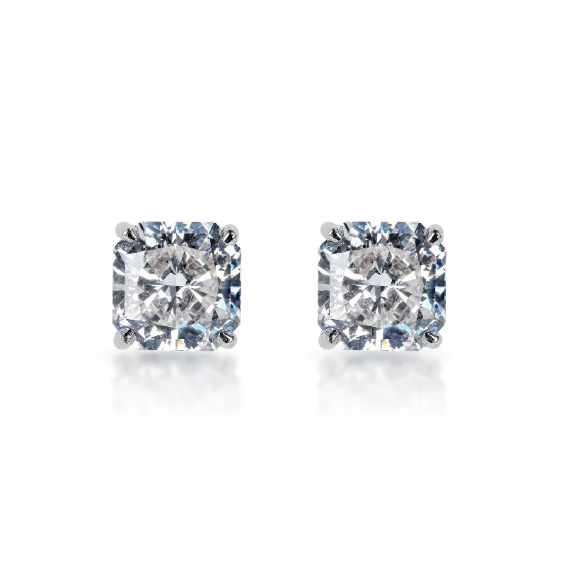 Thin bead earrings-Lesly 6 Carat Radiant Cut Lab Grown Diamond Studs Earrings in 14k White Gold